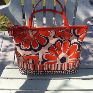 Coach Red Poppy Scarf Purse w/Dust Bag